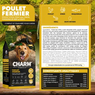 CHARM Croquettes Poulet Fermier pour Chien 2kg - Sans Céréales CHARM Croquettes Poulet Fermier pour Chien 2kg - Sans Céréales