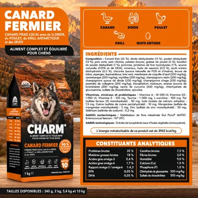 CHARM Croquettes Canard Premium Chien 340g - Sans Céréales CHARM Croquettes Canard Premium Chien 340g - Sans Céréales
