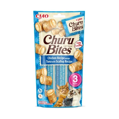 Inaba Churu Bites Atún con Vieira Premios Rellenos para gatos