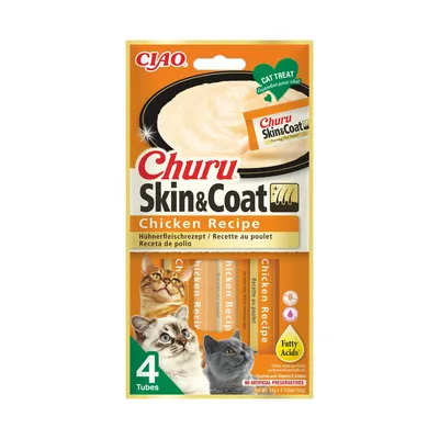 Inaba Churu Skin and Coat Pollo Snack Cremoso para gatos