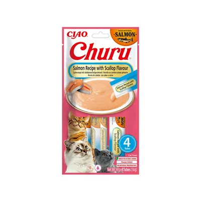 INABA FOODS – Churu Saumon et poulet – Sticks crémeux pour chat