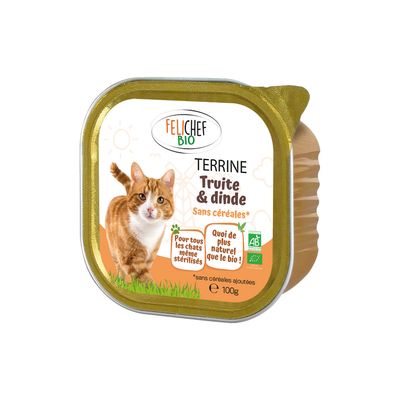 Felichef - Terrines  Bio Sans Céréales Saumon et Légumes pour Chat