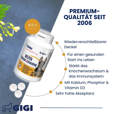 Welpen Wachstum & Entwicklung Stärkt Zähne & Gelenke GIGI VET Welpen Wachstum & Entwicklung Stärkt Zähne & Gelenke GIGI VET