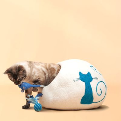 Balle à plumes pour chat en laine naturelle Ibis
