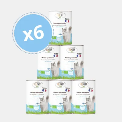 Felichef - Mousse Bio Sans Céréales au Saumon pour Chat (6 x 400gr)