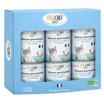 Felichef - Mousse Bio Sans Céréales au Saumon pour Chat