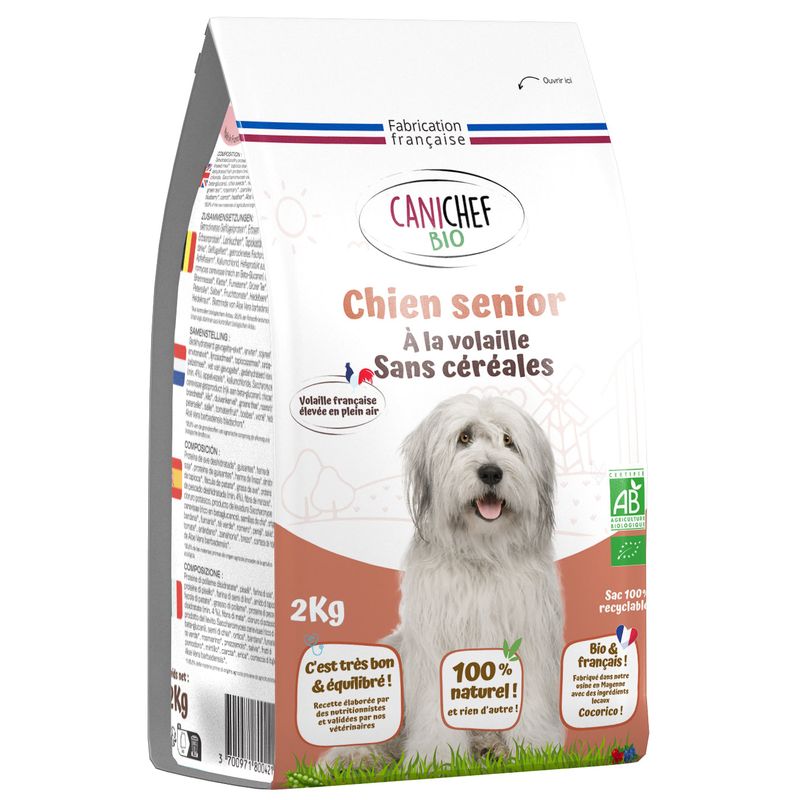 Canichef - Croquettes Bio Sans Céréales Volaille Senior