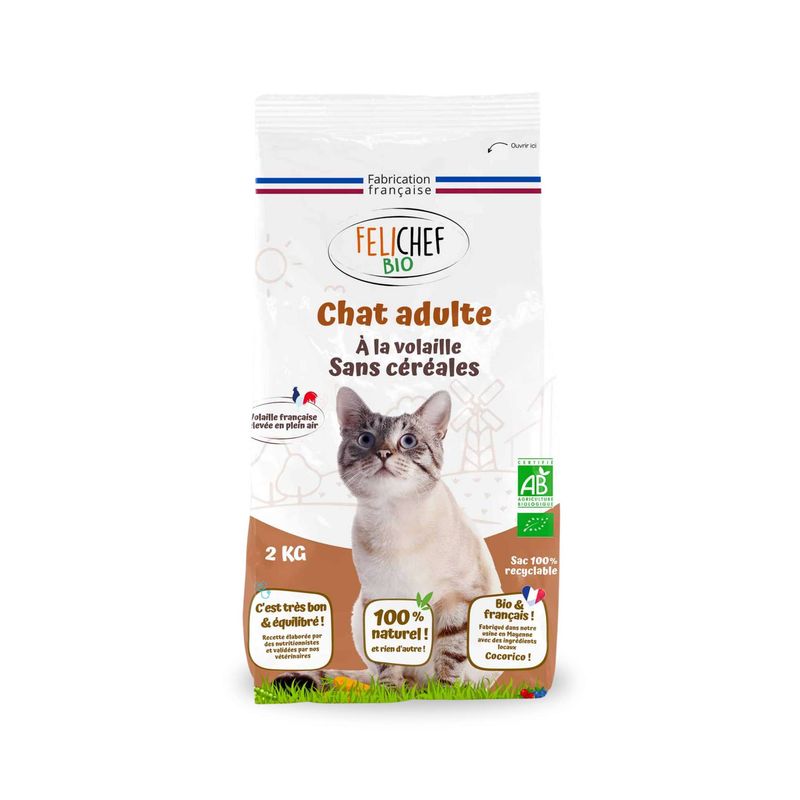 Canichef - Croquettes BIO Volaille Sans Céréales Chat Adulte