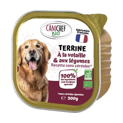 Canichef - Terrines Bio Sans Céréales Volaille Légumes Chien