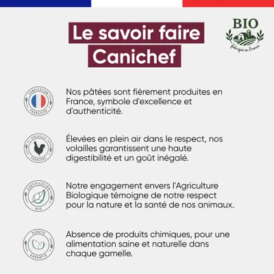 Canichef - Terrines Bio Sans Céréales Volaille Légumes Chien