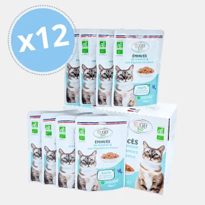 Felichef - Emincés Bio Saumon Légumes Chat