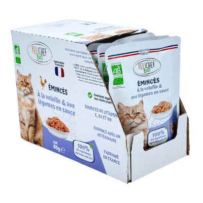Felichef - Emincés Bio Volaille Légumes Chat