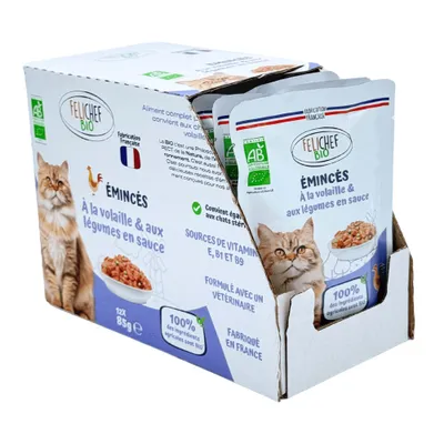 Felichef - Emincés Bio Volaille Légumes Chat