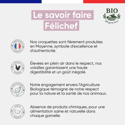 Felichef - Croquettes Bio Sans Céréales Volaille Chaton