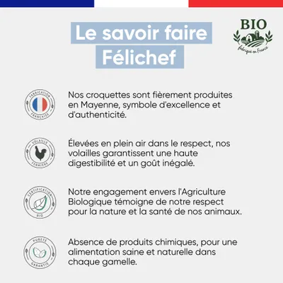 Felichef - Croquettes BIO Volaille Chaton Felichef - Croquettes BIO Volaille Chaton