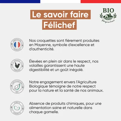 Felichef - Croquettes Bio Sans Céréales Volaille Chat