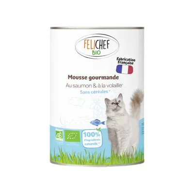 Felichef - Mousse Bio Sans Céréales Saumon Chat Felichef - Mousse Bio Sans Céréales Saumon Chat