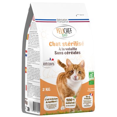 Felichef - Croquettes Bio Sans Céréales Volaille Stérilisé Volaille - 2kg