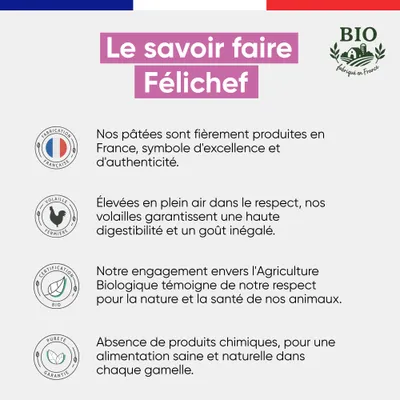 Felichef - Terrines Bio Saumon Légumes Chat Stérilisé