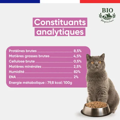 Felichef - Terrines Bio Saumon Légumes Chat Stérilisé