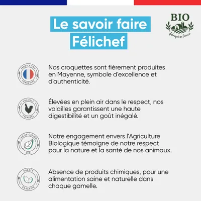 Felichef - Croquettes BIO Poisson Chat Stérilisé