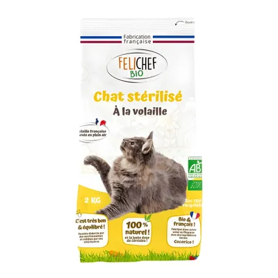 Felichef - Croquettes BIO Volaille Chat Stérilisé Felichef - Croquettes BIO Volaille Chat Stérilisé