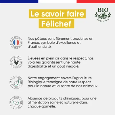 Felichef - Terrines Bio Sans Céréales Volaille et Légumes Chat