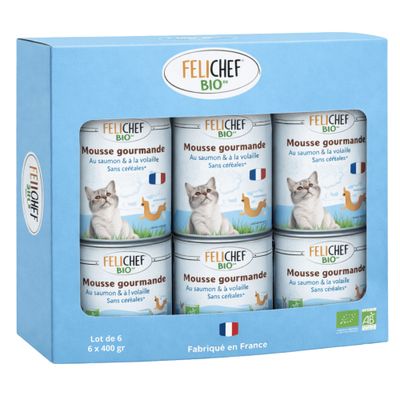 Felichef - Mousse Bio Sans Céréales Saumon Chat