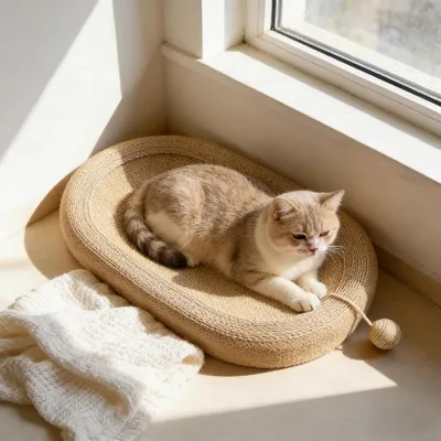 MCBOSON Lit Griffoir Ovale pour Chats : Avec Balle Interactive, 4 en 1