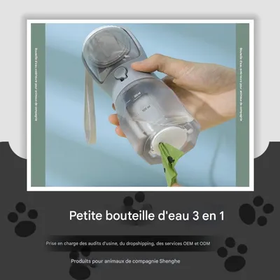 FurryFusion Bouteille d'eau multifonctionnelle pour animaux de compagnie