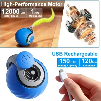 MCBOSON Balle Interactive Chat Luciole : 3 Modes, Rechargeable & Amovible