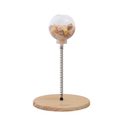 FurryFusion Jeu intelligent pour chat: boule à nourriture bascule en bois