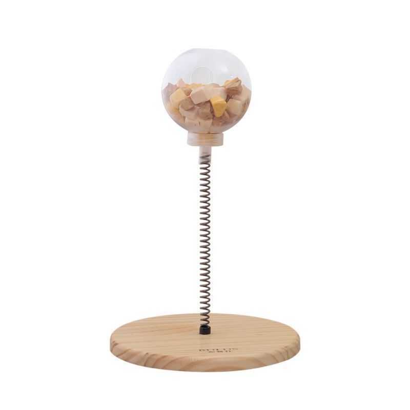 FurryFusion Jeu intelligent pour chat: boule à nourriture bascule en bois