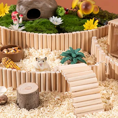 FurryFusion Barrière en bois pour hamster