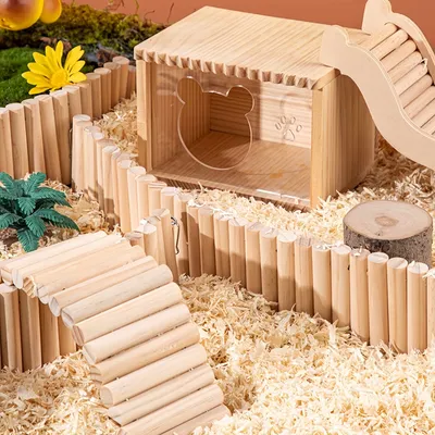 FurryFusion Barrière en bois pour hamster