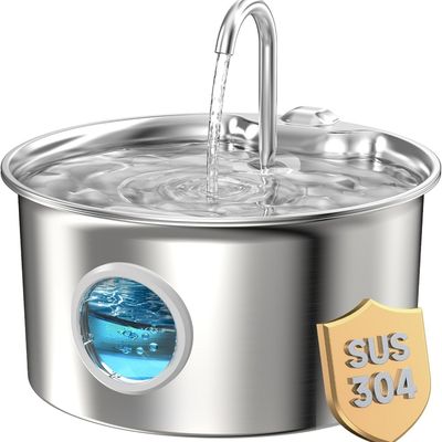 MCBOSON Fontaine à Eau Chat Inox 2,2L : Silencieuse, Filtration 4 Étapes