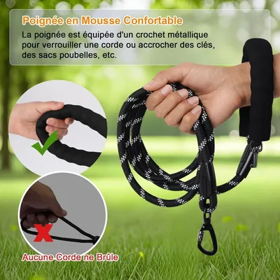 MCBOSON Laisse de Dressage pour Chiens RéfléchissanteCrochet Verrouillable