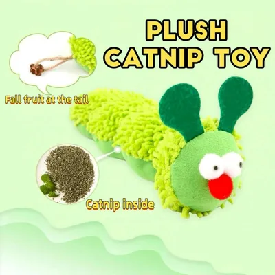 Jouet interactif chenille en peluche à l'herbe à chat