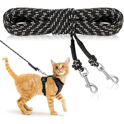 Laisse longue réfléchissante pour chat 15m avec clip double