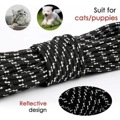 Laisse longue réfléchissante pour chat 15m avec clip double