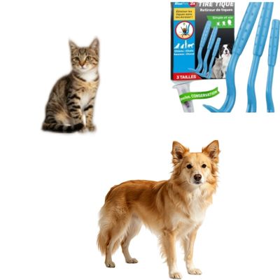 MCBOSON S/M/L (Sans Douleur) 3 Tire-Tiques Chiens Chats Humains