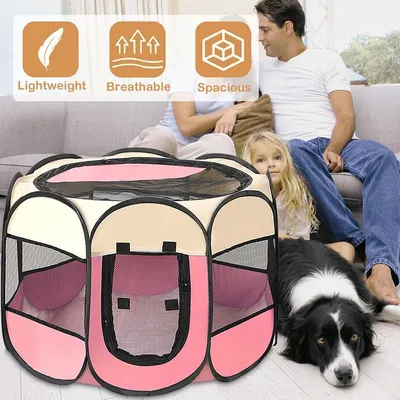 Parc Chien Pliable 90x90x58cm : Pour Chiots, Chats, Lapins