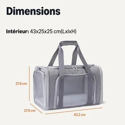MCBOSON Homologué avion pliable gris (43x28cm) sac transport chat chien MCBOSON Homologué avion pliable gris (43x28cm) sac transport chat chien