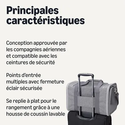 MCBOSON Homologué avion pliable gris (43x28cm) sac transport chat chien MCBOSON Homologué avion pliable gris (43x28cm) sac transport chat chien