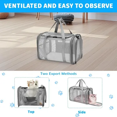 Sac Transport Chat & Petit Chien - Respirant, Pliable, 5kg, Voyage Voiture