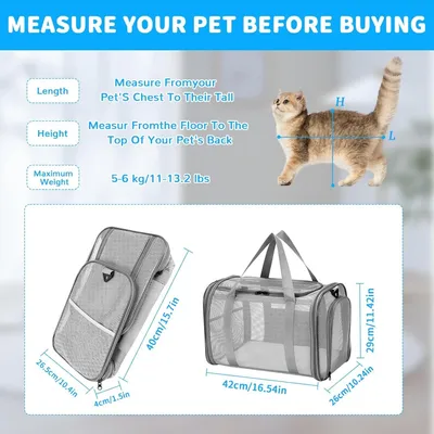 Sac Transport Chat & Petit Chien - Respirant, Pliable, 5kg, Voyage Voiture