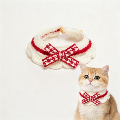 MCBOSON Collier en foulard pour chat mignon Rouge, M