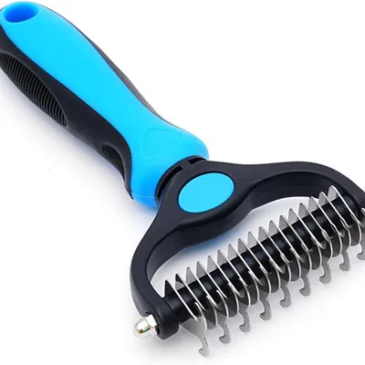 Brosse Double Face Chien Chat - Râteau Sous-Poils pour Poils Moyens/Longs