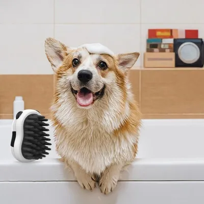 FurryFusion Balai de bain panda pour animaux de compagnie