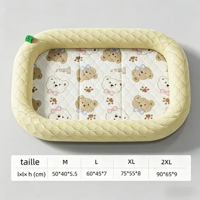 MCBOSON Tapis rafraîchissant jaune pour chien à motif ours 50×40×5.5cm